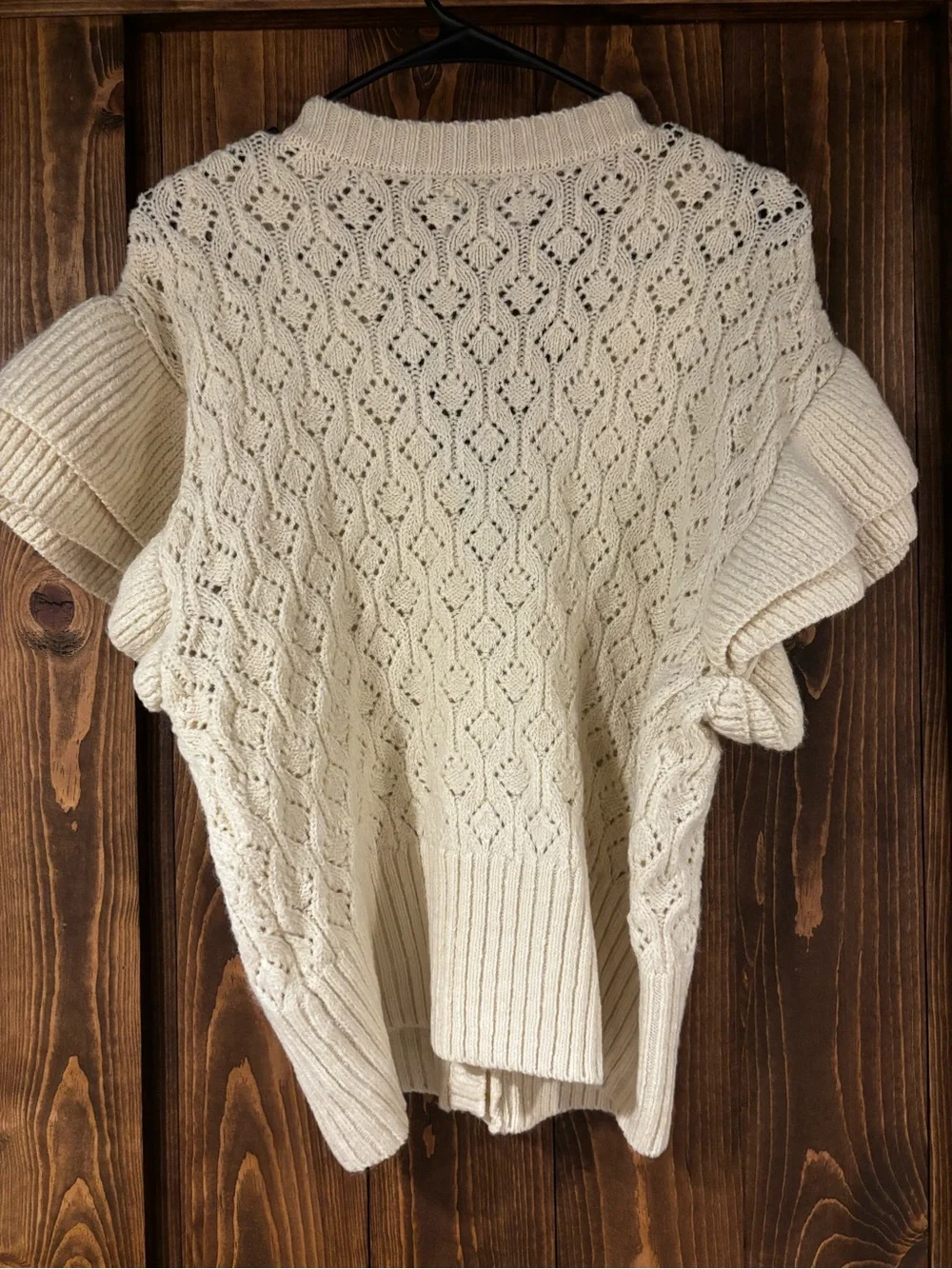 Habitual Crochet Flutter Ruffle Sleeve Cardigan Large